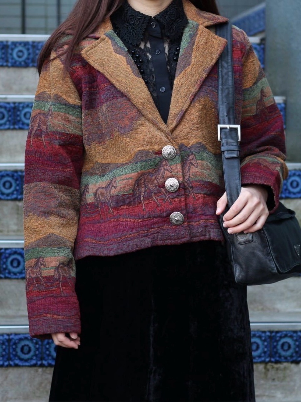 ⭐️Vintage Southwest Canyon Jacquard Tapestry Horse Print Jacket⭐️